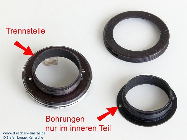 Altix-Bajonetteinsatz: links frhe einteilige Version, rechts sptere zweiteilige Version