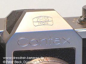 sehr fr�he Contax S #1626; nicht schwarz ausgelegte Frontgravuren