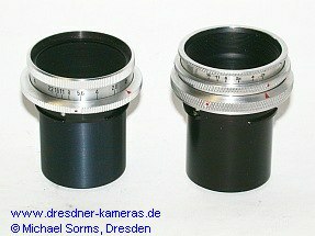 Vergleich Tessar (links) und Meritar (rechts) mit versenkter Fassung