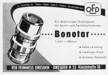 Feinmess Dresden Bonotar (Werbeanzeige 1958)