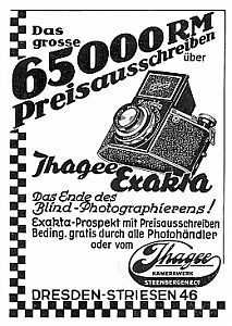 Exakta Kleinbild-Reflex 4x6,5 (Werbeanzeige in der Zeitschrift Photographie fr Alle, 1935)