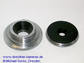 Ihagee-Endoskopanschlusskapsel, hier direkt zum Anschluss an das Kamerabajonett oder Bajonett des Balgengertes