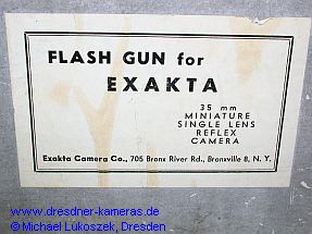 Flash-Gun-Blitzleuchte der Exakta Camera Co. New York