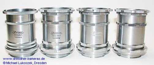 Ihagee-Zwischenringe (Bajonettringe und Tuben, Nr. 180) in verschiedenen Ausfhrungen