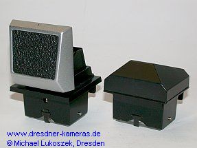 Lichtschacht und Prismeneinsatz zur Exakta RTL 1000, zustzlich existierte ein TTL-Prismeneinsatz