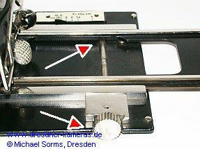 Fokussierung mittels Zahntrieb am Laufboden: Ihagee Photoklapp-Patent-Duplex Nr. 720