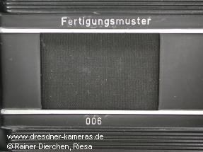Exakta Varex IIa mit der Gravur Fertigungsmuster 006 