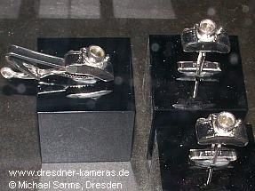 Krawattennadel und Manschettenknpfe von Swank (USA) in Form einer Exakta-Kamera