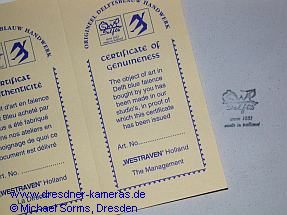 Ihagee-Kachel (Delfter Blau) zur Erinnerung an den 30. Jahrestag der Firmengrndung 1942 - etwa 1990 als Replik gefertigt und an ehemalige Mitarbeiter abgegeben worden