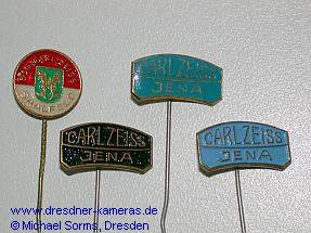 Carl Zeiss Jena- und BSG Carl Zeiss Saalfeld-Anstecknadeln (BSG=Betriebsportgemeinschaft)