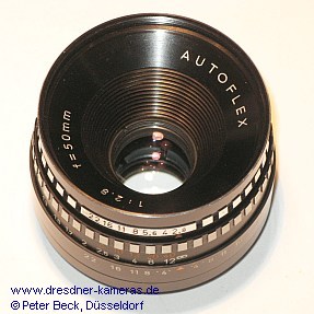 Autoflex 2,8/50 (M42 Automatik), sehr seltene Namensvariante des Meyer Domiplan 2,8/50