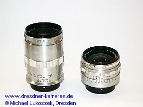 Carl-Zeiss-Jena Sonnar 4/135 mit BV #5901917,  Carl-Zeiss-Jena Flektogon 2,8/35 mit SB #4928671
