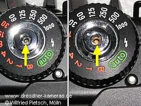 Praktica BX 20 S Vergleich der Normal- (links) und der Japan (Fernost)-Ausfhrung (rechts)