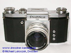 Praktica FX, Modell 1952 (hier eine fr�he Version mit Gravur Praktica MX) mit Tessar 2,8/50