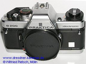 Praktica B 200 chrom mit blankem Schild