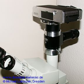 Praktica VLC 3 an der mikrofotografischen Einrichtung (mf)