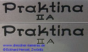 Praktina IIA - unterschiedliche Schriftst�rken der IIA-Gravur